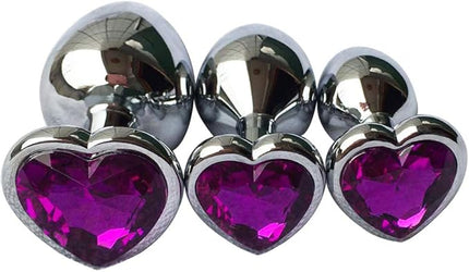 Crystal Anal Plug Heart Stainless Steel, 3 Sizes