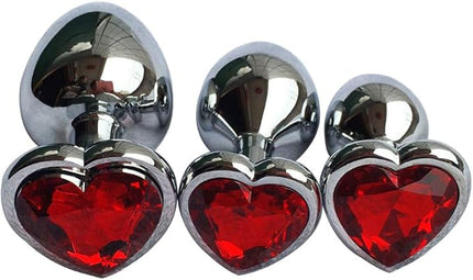 Crystal Anal Plug Heart Stainless Steel, 3 Sizes