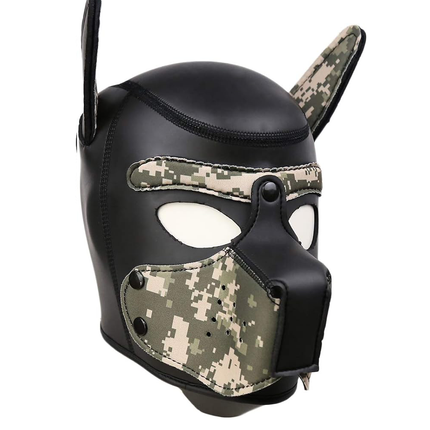 Kinky Neoprene Pup Play Removable Pup Hood (Camo Green)