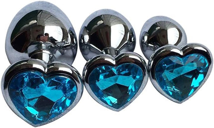 Crystal Anal Plug Heart Stainless Steel, 3 Sizes