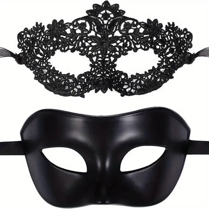 Black Lace Masquerade Mask 2 Pack