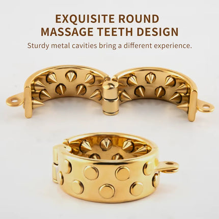 Gold CBT Cock Ring Teeth Chastity Device