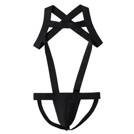 Men's Sexy Nylon Jockstrap Underwear Bodysuit Suspender Jumpsuit