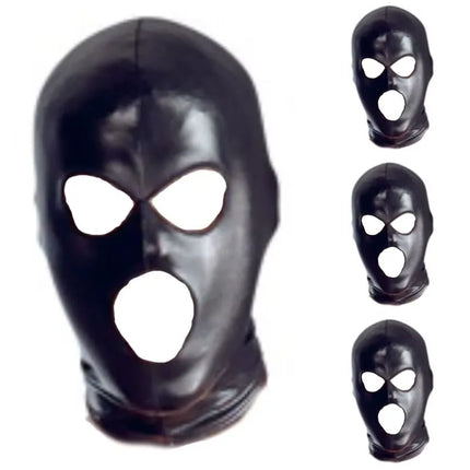 Black Latex Micropores Hood Mask,Rubber Masks with Back Zipper