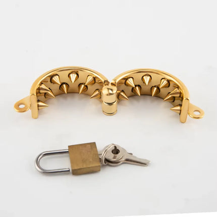 Gold CBT Cock Ring Teeth Chastity Device