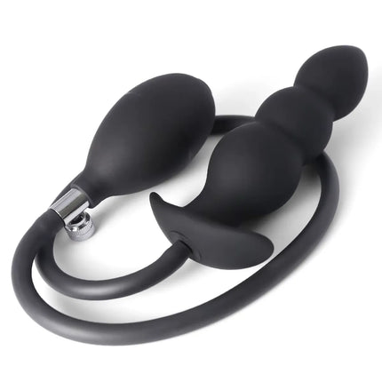 Black Inflatable Pump Up Silicone Butt Plug