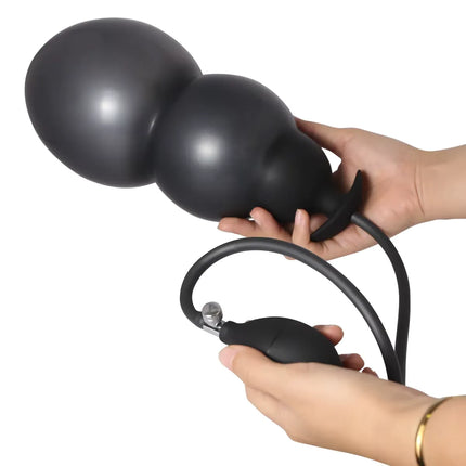 Black Inflatable Pump Up Silicone Butt Plug