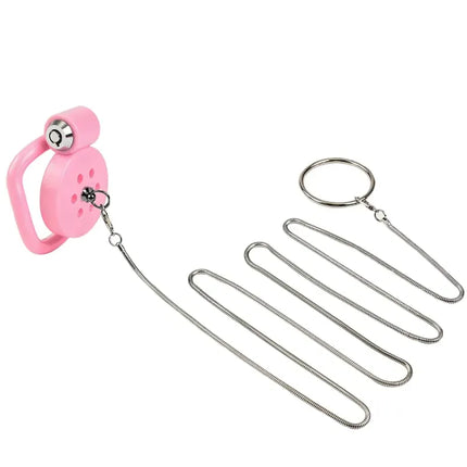 Pink Metal CBT Chastity Device With Urethral Sound Plug