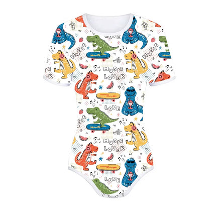 ABDL Bodysuit Button Crotch Romper Onesie (Dinosaurs Print)